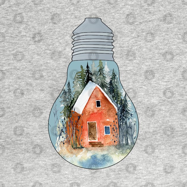 Vintage House In A Light Bulb by ilustraLiza